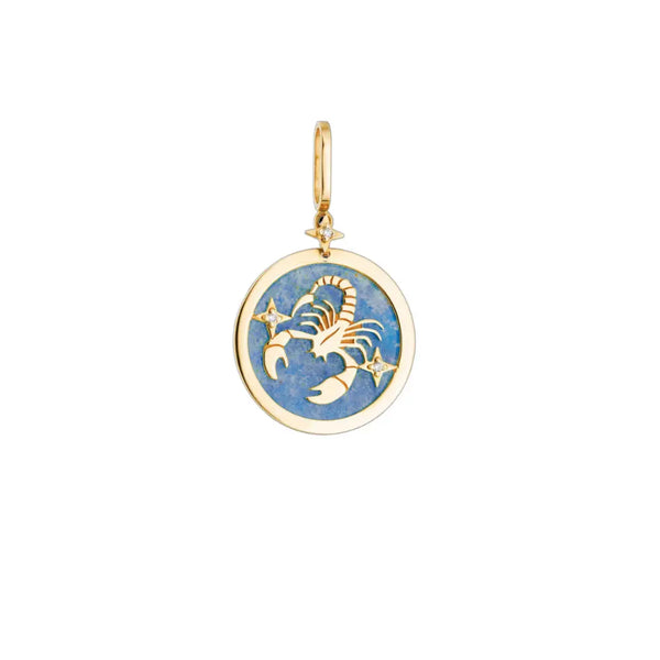 Scorpio Zodiac Blue Quartz and Diamond Pendant | JJ Jewelry