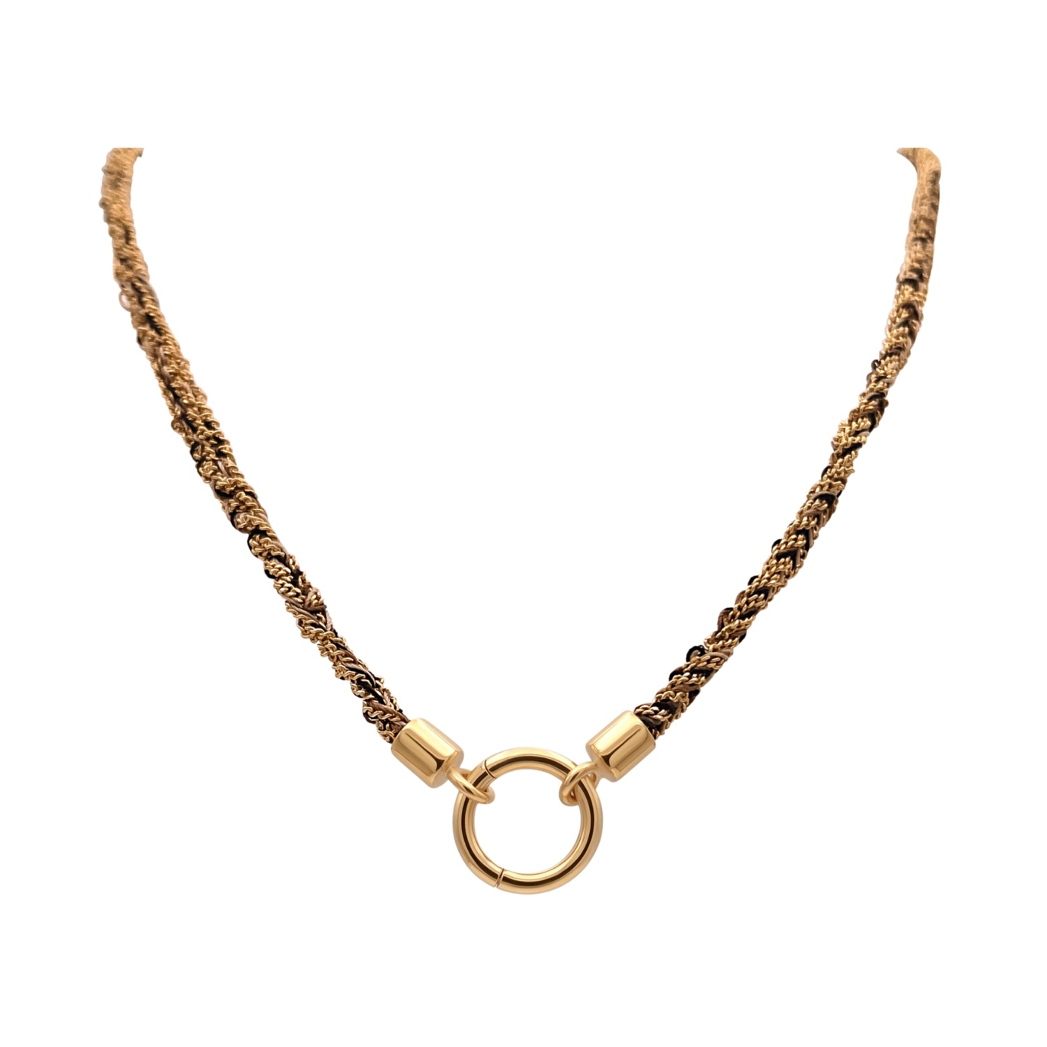 Silk Wire Necklace with Silver Connect in 14K Yellow Gold