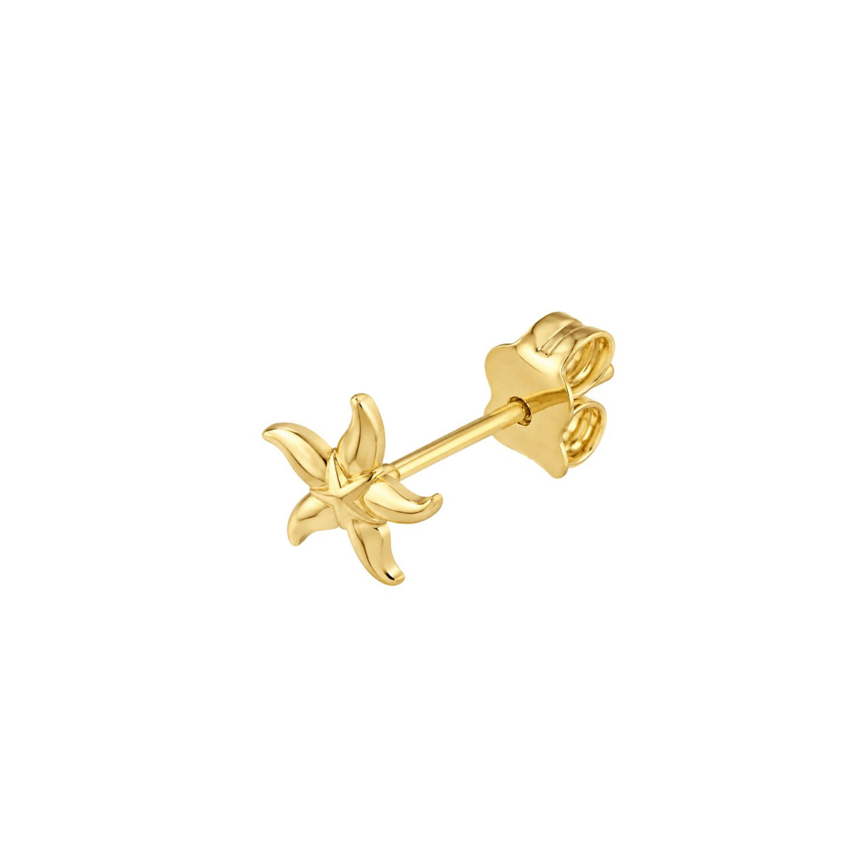 Single Starfish Stud Earring in 14K Yellow Gold