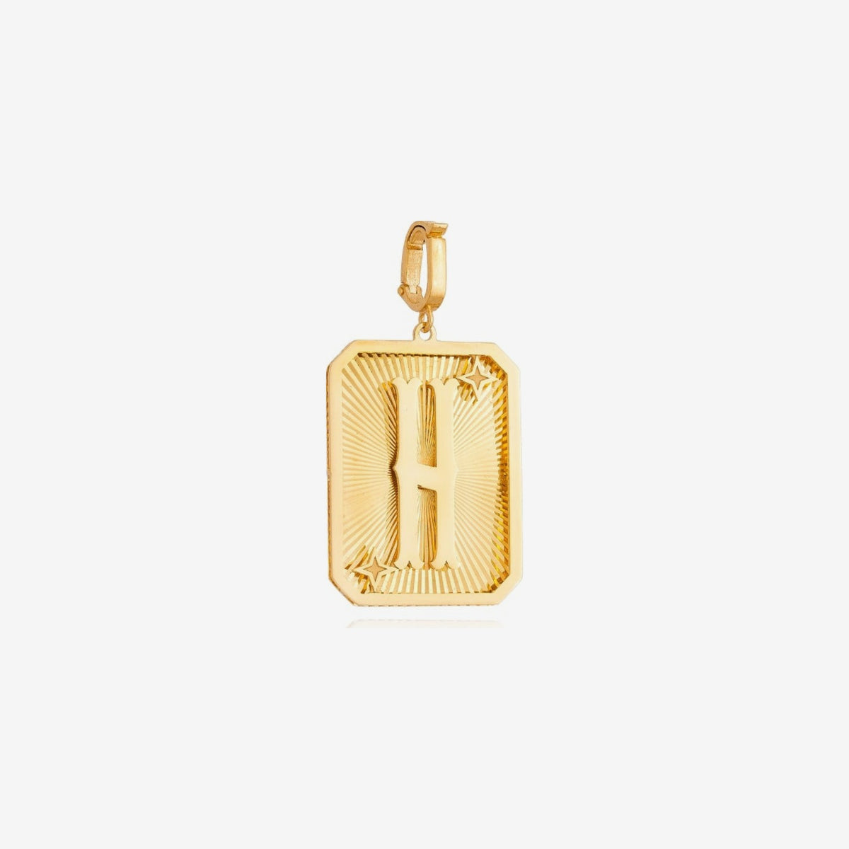 Small Initial Medal Pendant in 18K Yellow Gold, letter H | JJ Jewelry Miami