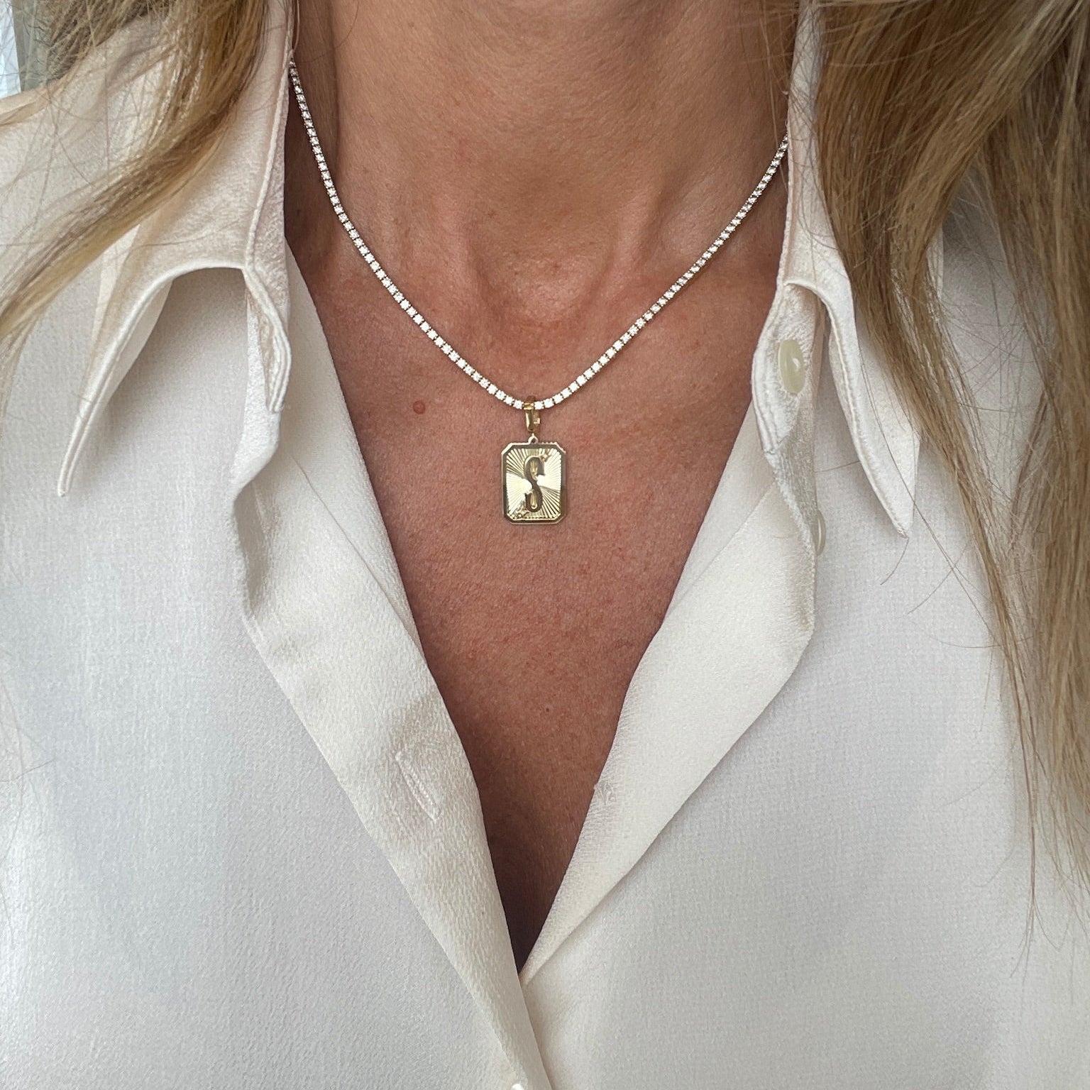 Small Gold Letter Medal Pendant