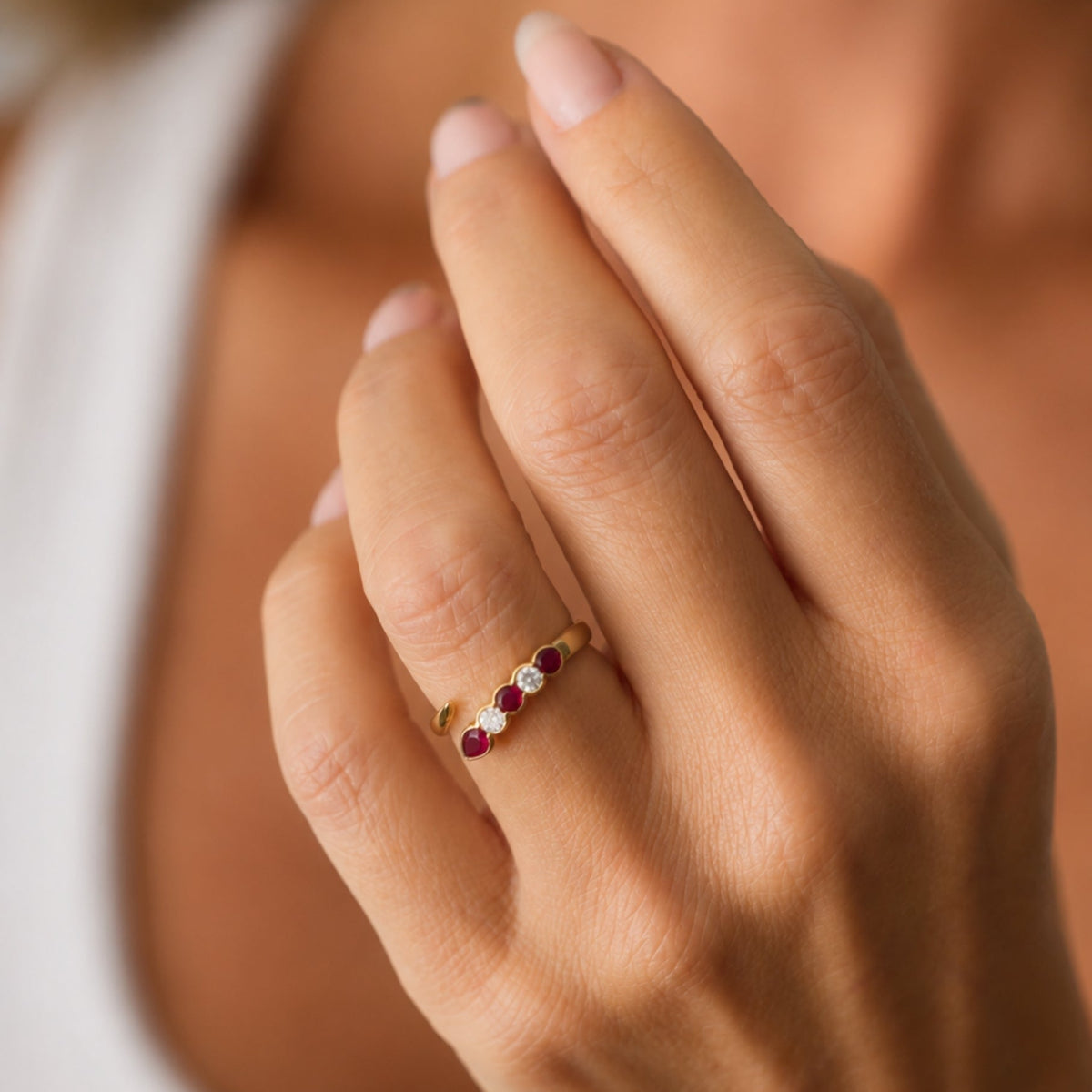 Snake Ruby and Diamond Wrap Ring, lifestyle view 2 | JJ Jewelry