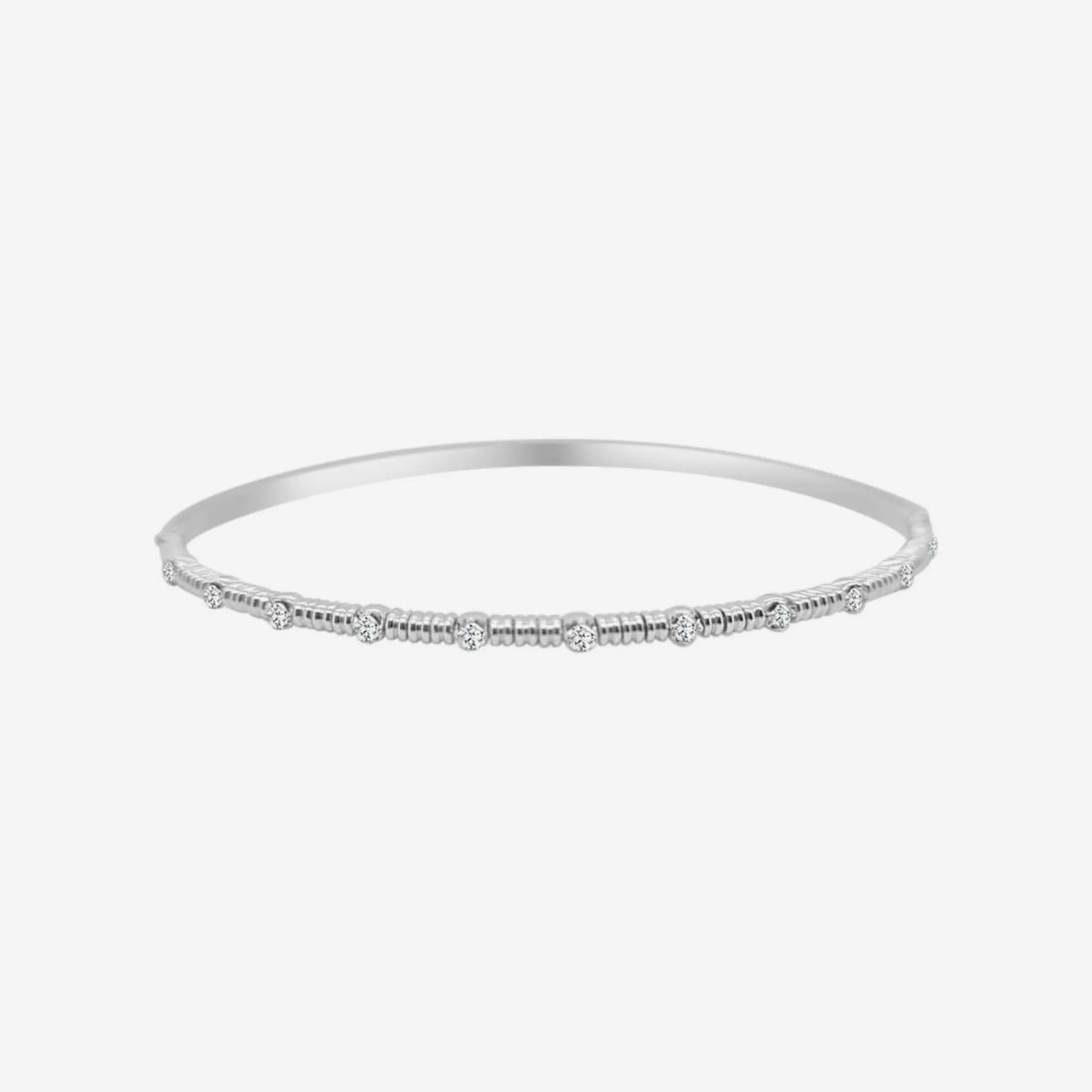 Spaced Diamond Flexible Bangle in White Gold | JJ Jewelry