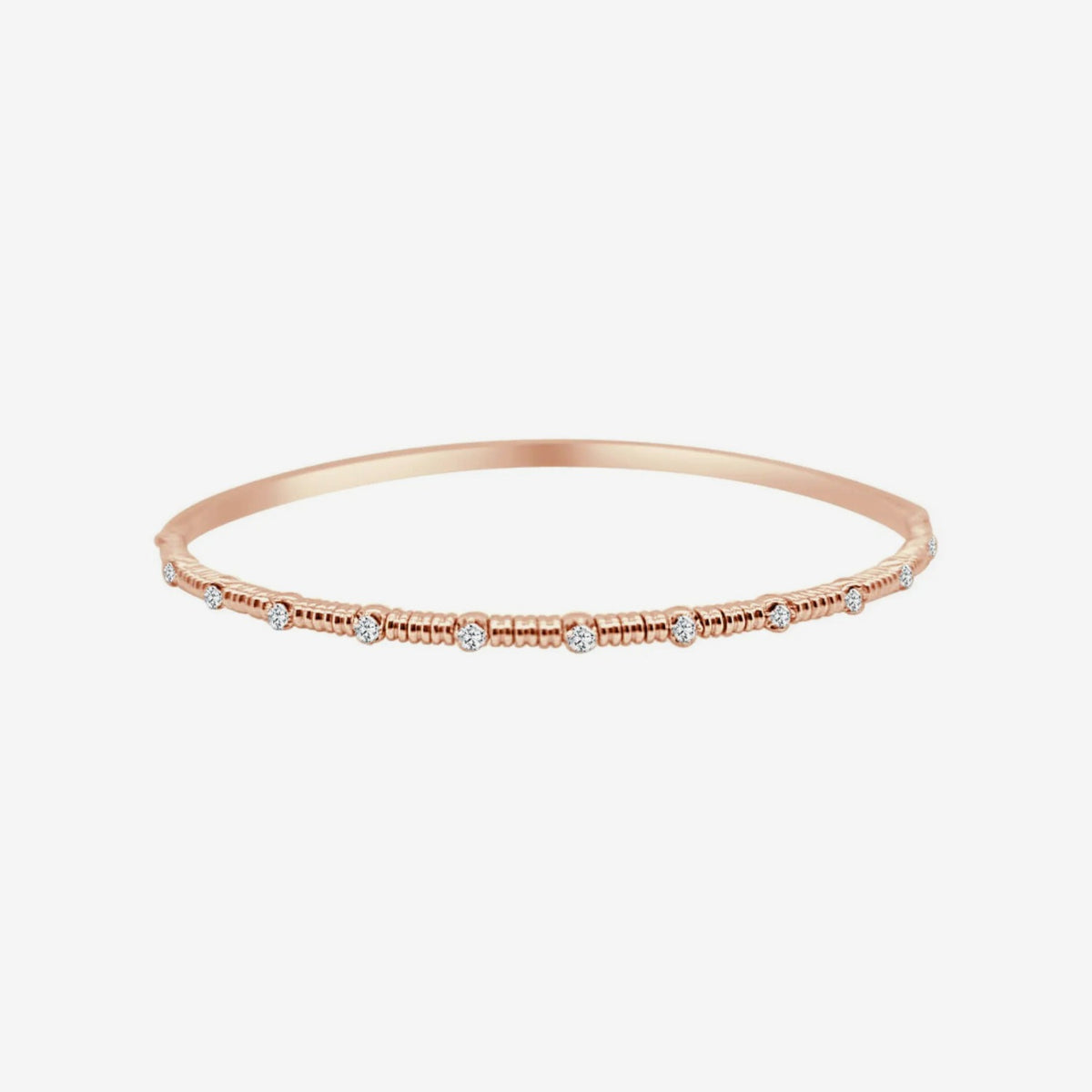 Spaced Diamond Flexible Bangle in Rose Gold | JJ Jewelry