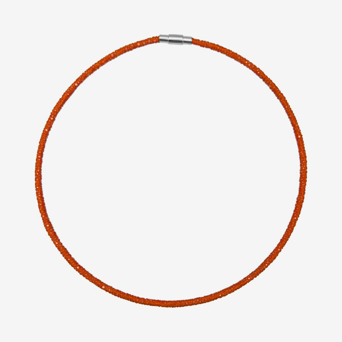 Stingray Cord Necklace with Silver Clasp, Orange, gray background | JJ Jewelry Miami