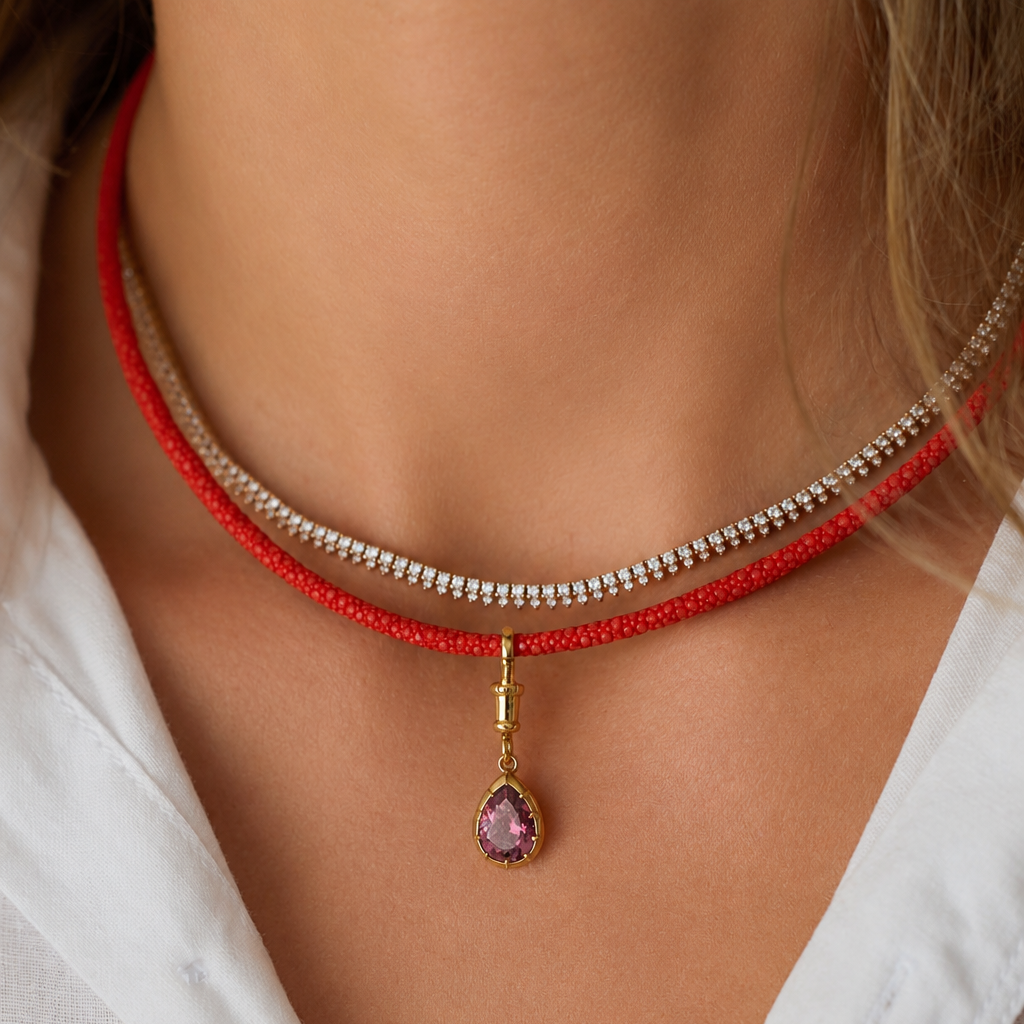 Stingray Cord Necklace with Silver Clasp