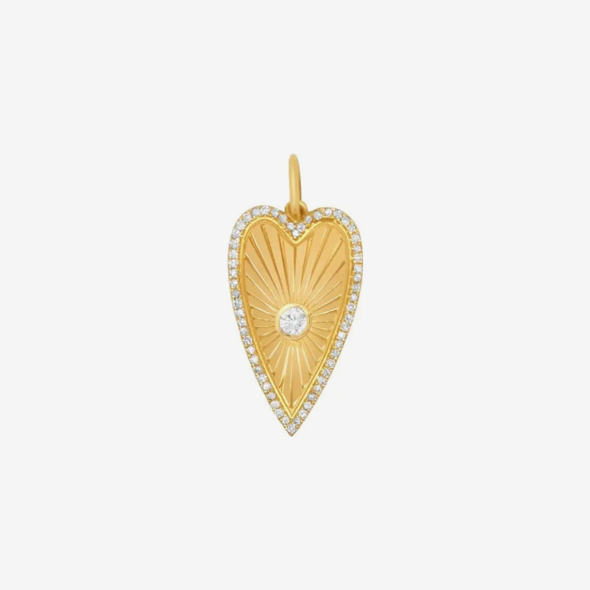 Sunburst Heart Pendant with Diamonds in 14K Yellow Gold, view 2 | JJ Jewelry Miami