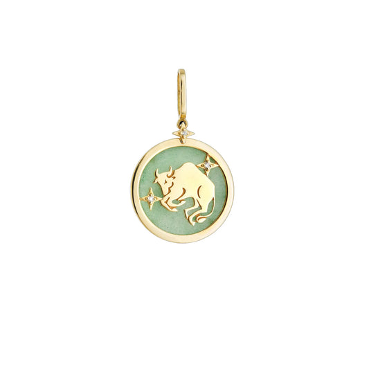 Taurus Zodiac Green Quartz and Diamond Pendant Princess Jewelry Shop