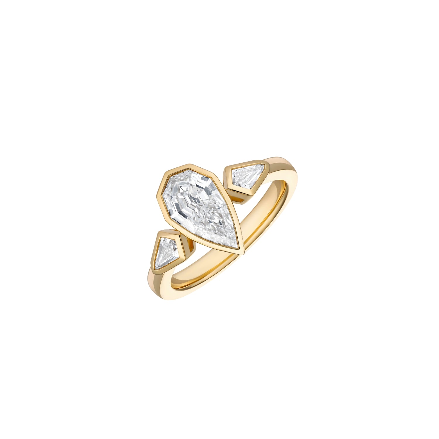 Three-Shape Diamond Bezel Ring in Yellow Gold