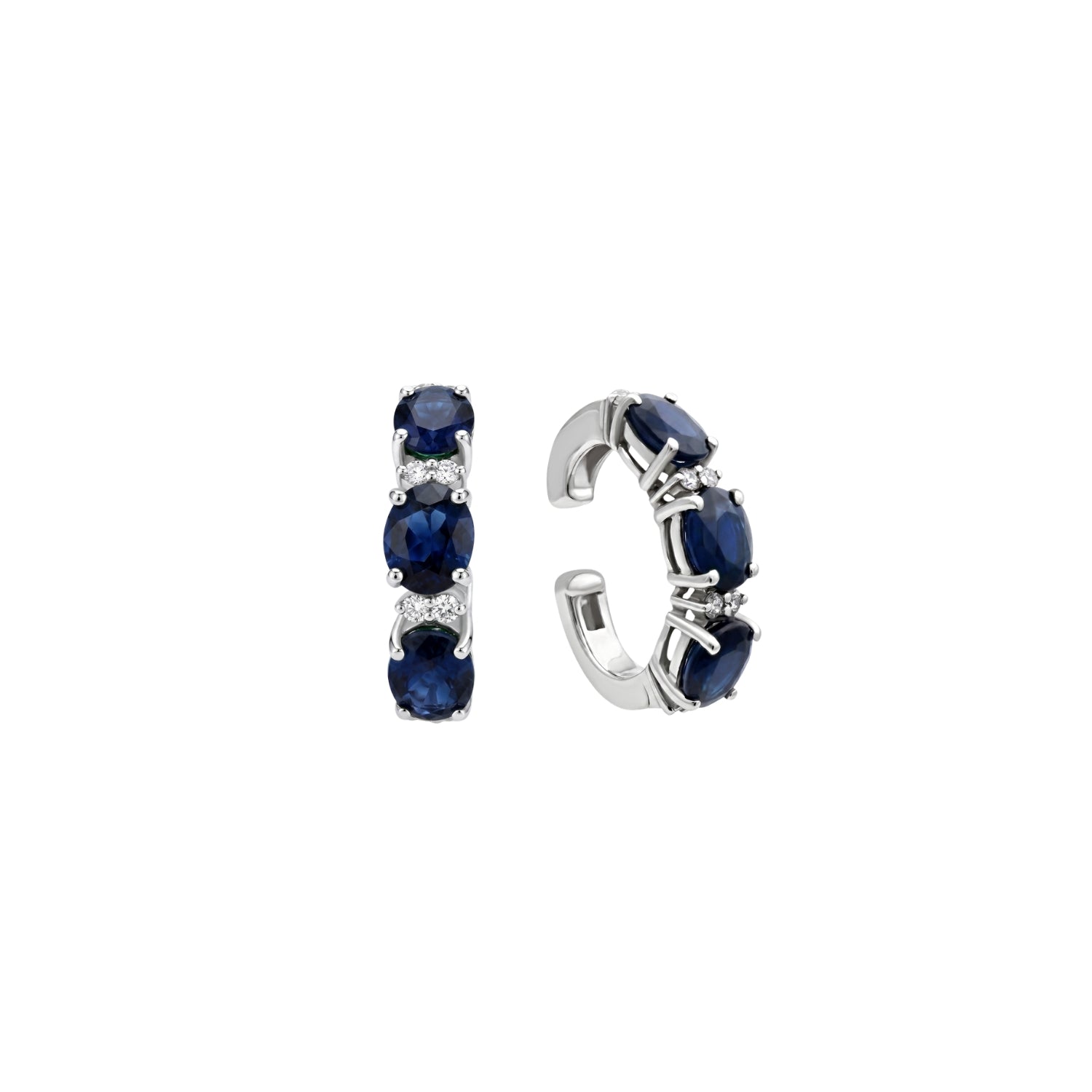 Three-Stone Colored Stones & Diamond Ear Cuffs