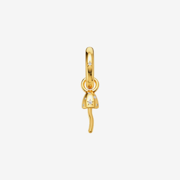 Tiny Mushroom Black Diamond Charm in 18K Yellow Gold by Alessa Rocks, gray background | JJ Jewelry Miami