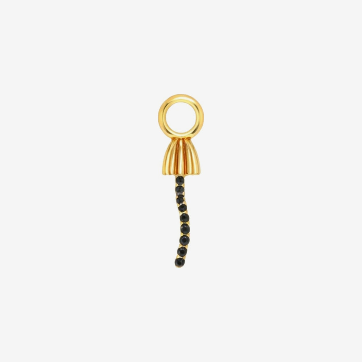 Tiny Mycena Black Charm in 18K Yellow Gold by Alessa Rocks, view 2 | JJ Jewelry Miami