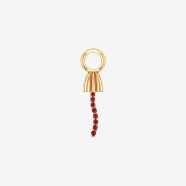 Tiny Mycena Ruby Charm in 18K Yellow Gold by Alessa Rocks, view 2 | JJ Jewelry Miami