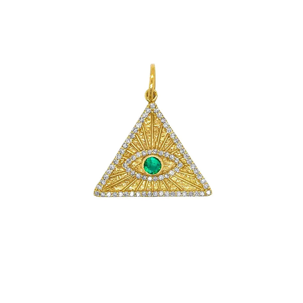 Triangle Eye Diamond and Emerald Pendant-Princess Jewelry Shop