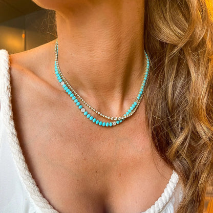 Turquoise and Diamonds Necklace Princess Jewelry Shop