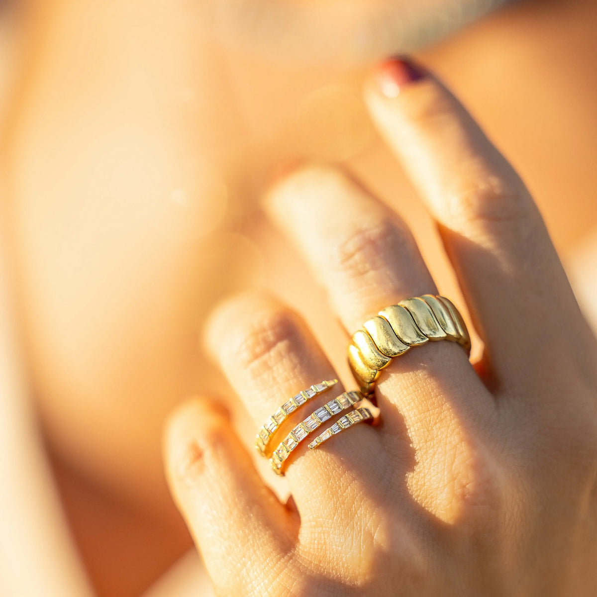 Wave Gold Ring, lifestyle view 1 | JJ Jewelry