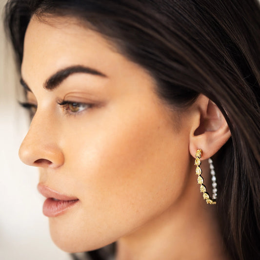 Yellow Diamond Hoop Earrings Princess Jewelry Shop