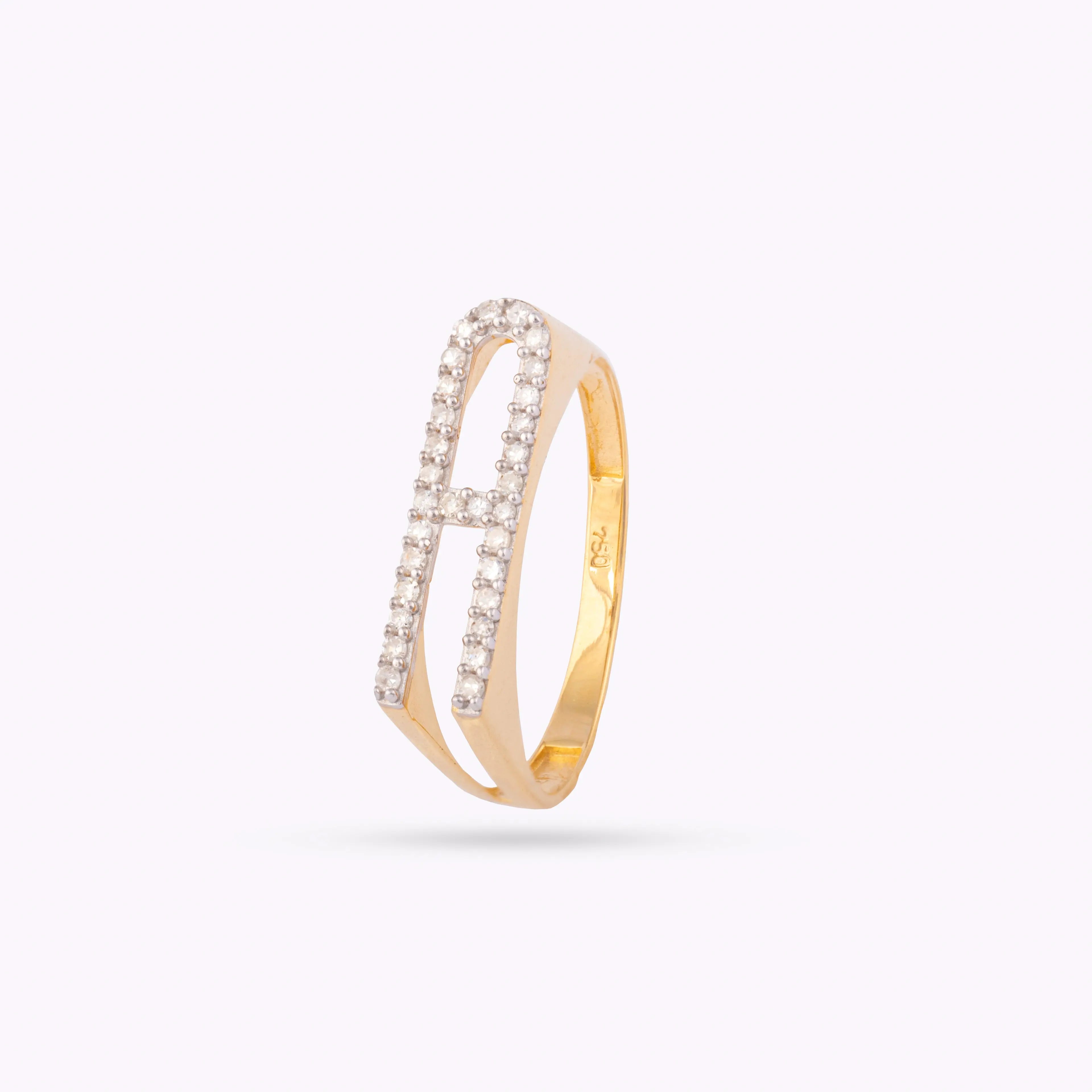   Yellow Gold & Diamond Letter Rings Princess Jewelry Shop