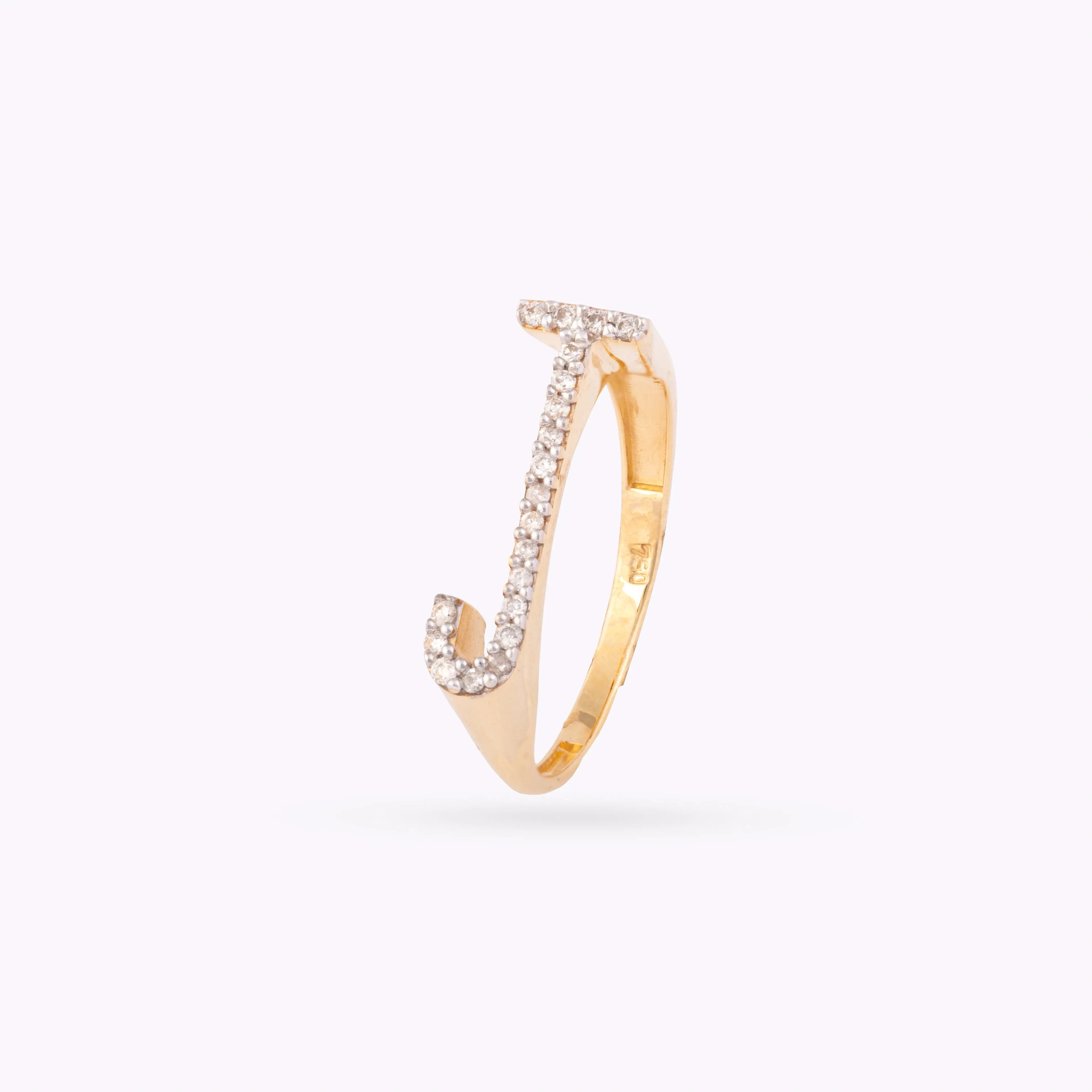   Yellow Gold & Diamond Letter Rings Princess Jewelry Shop