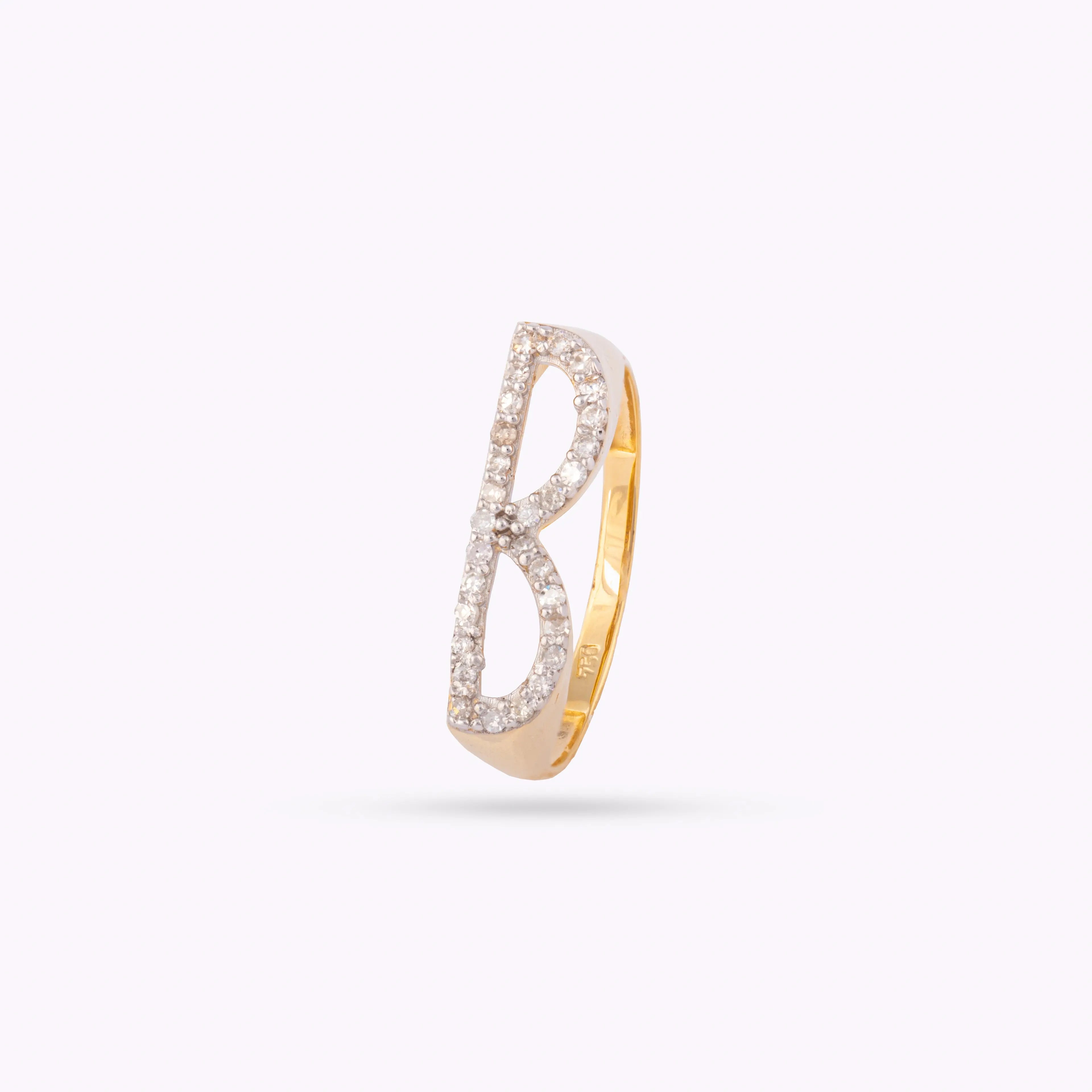   Yellow Gold & Diamond Letter Rings Princess Jewelry Shop