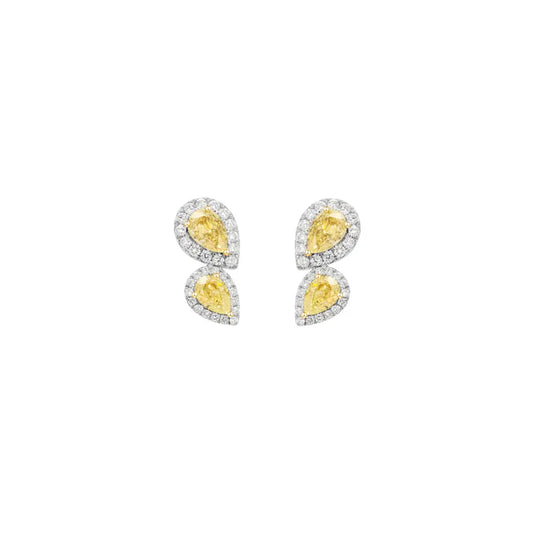 Yellow and White Pear Shaped Diamond Studs Princess Jewelry Shop