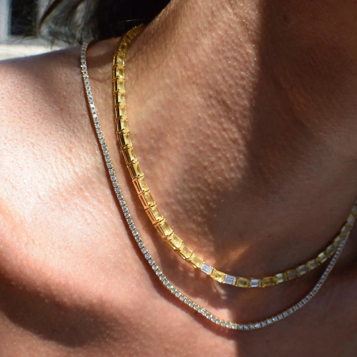 Carol Diamond Tennis Necklace in 18K Gold, view 2 | JJ Jewelry Miami