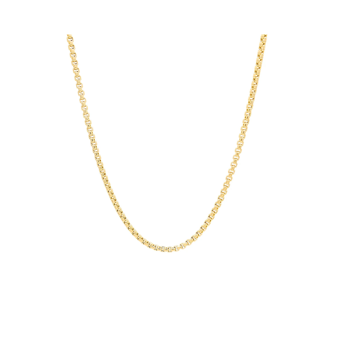 Classic Box Chain Necklace in 14K Yellow Gold | JJ Jewelry Miami