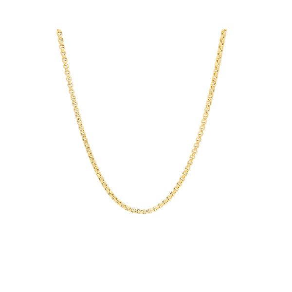 Classic Box Chain Necklace in 14K Yellow Gold | JJ Jewelry Miami