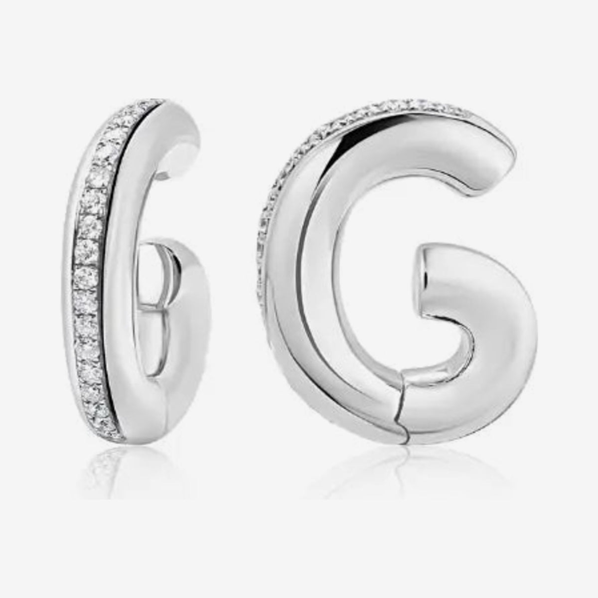 Diamond Pavé Curve Ear Cuff in 18K White Gold | JJ Jewelry Miami