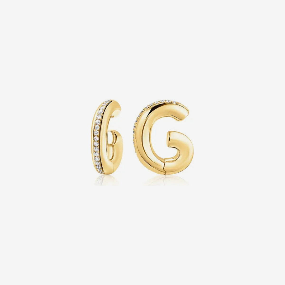 Diamond Pavé Curve Ear Cuff in 18K Yellow Gold | JJ Jewelry Miami