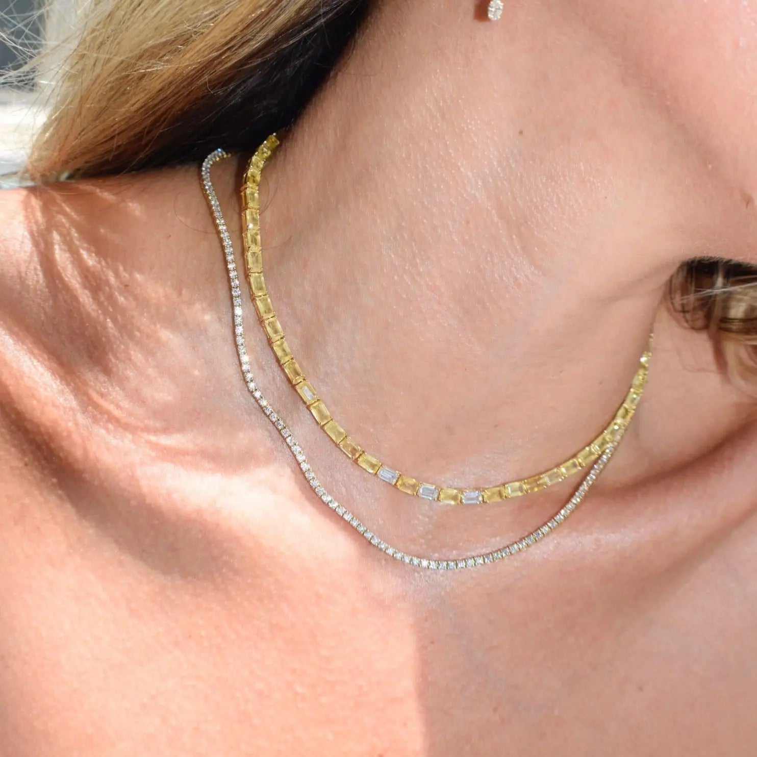 ¾ diamond tennis necklace in 18K white gold JJ Jewelry