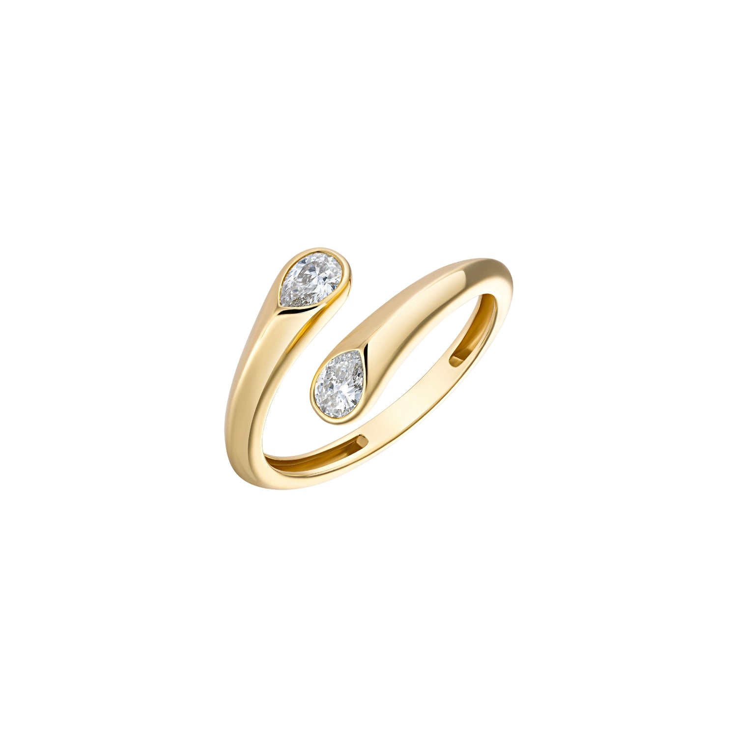 Double pear diamond wrap ring in 18K yellow gold by JJ Jewelry