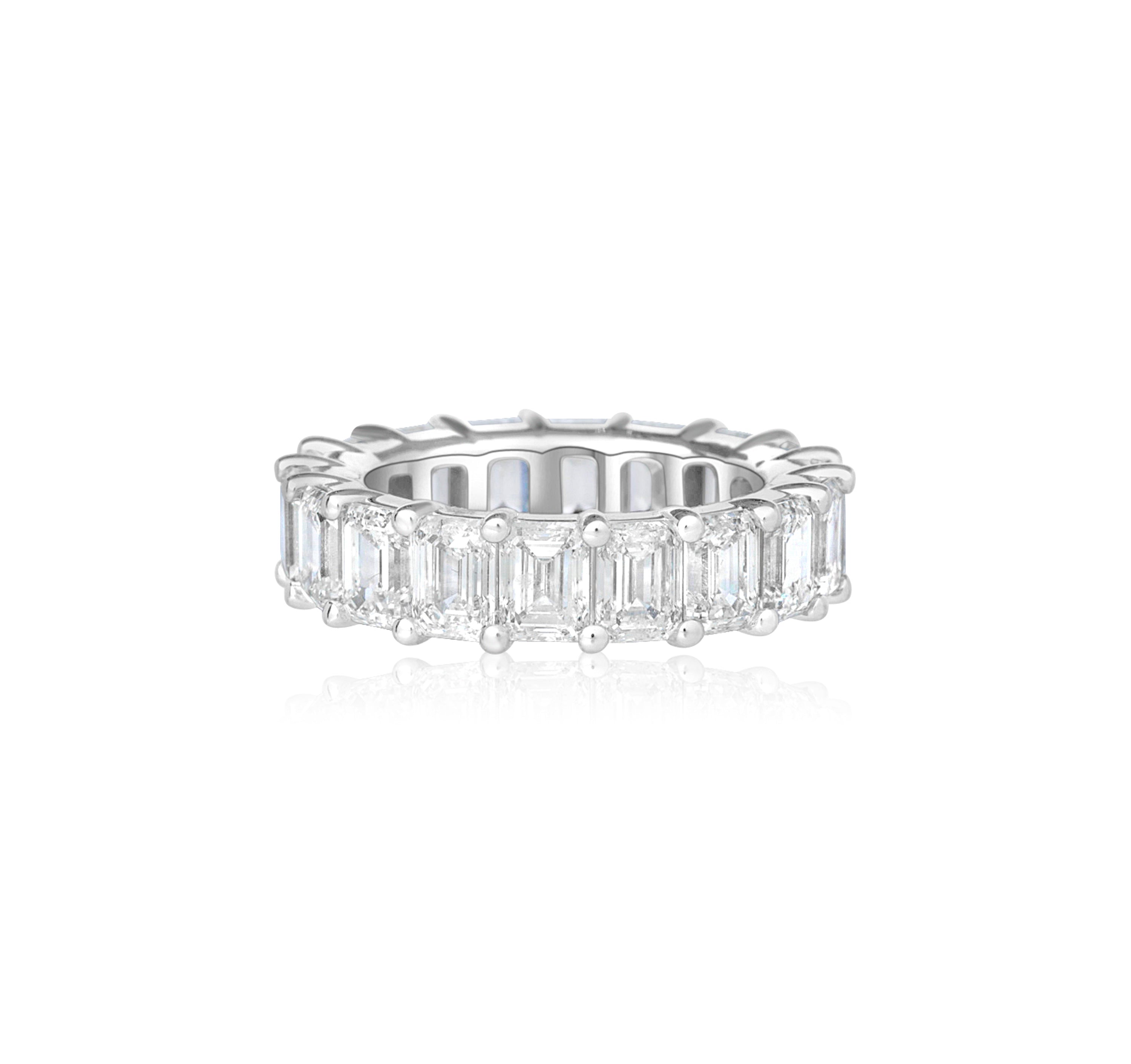Emerald Cut Diamond Eternity Ring in 18K White Gold