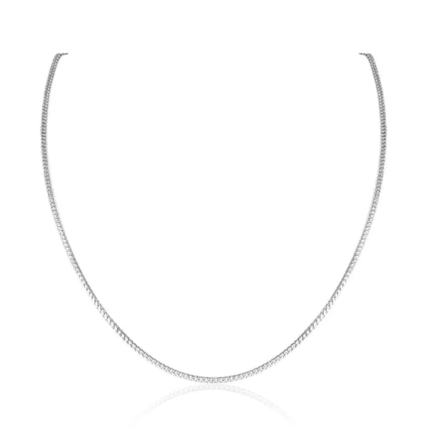 Flat Franco Chain Necklace in 14K White Gold | JJ Jewelry Miami