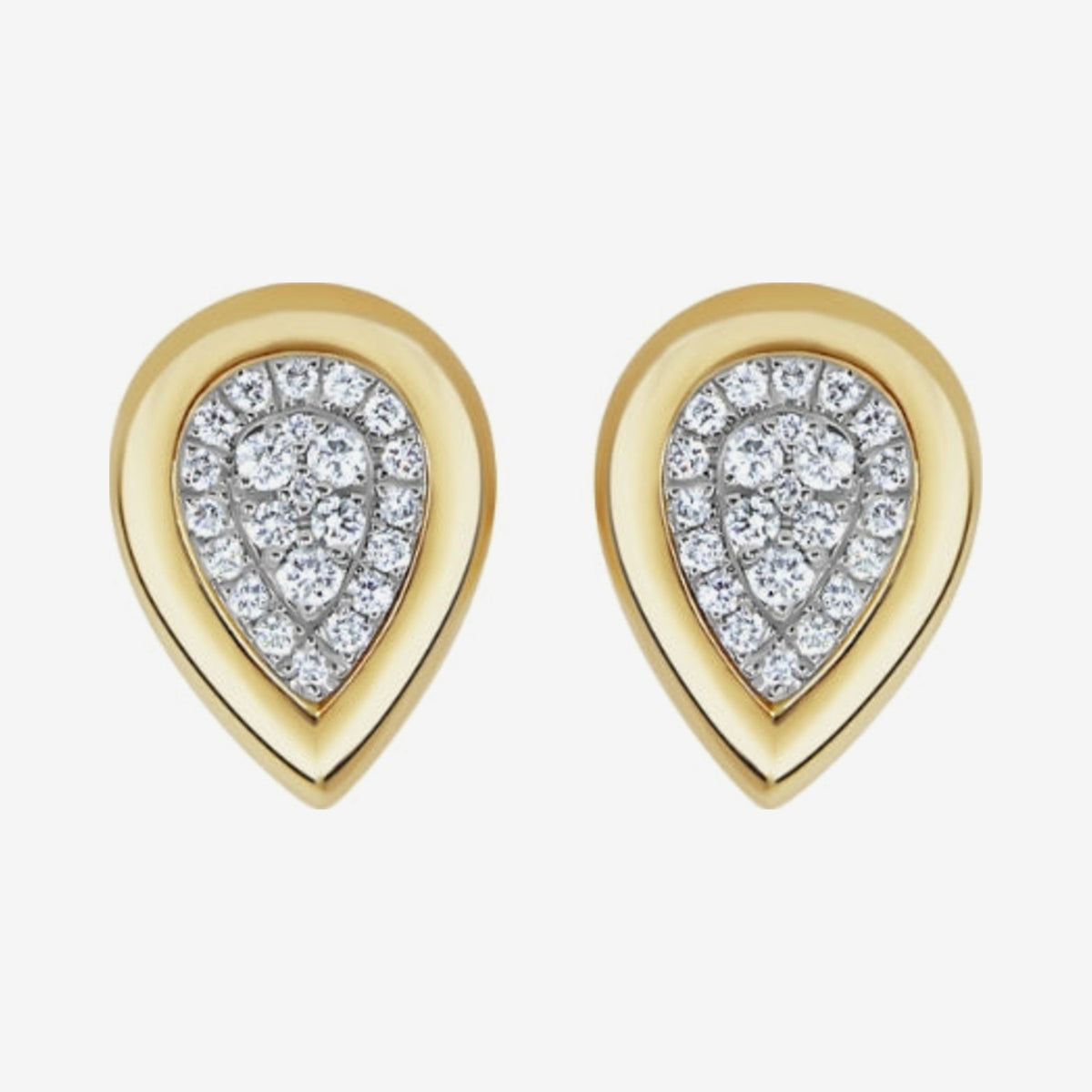 Framed Diamond Stud Earrings in 18K Yellow Gold, view 2, gray background | JJ Jewelry Miami
