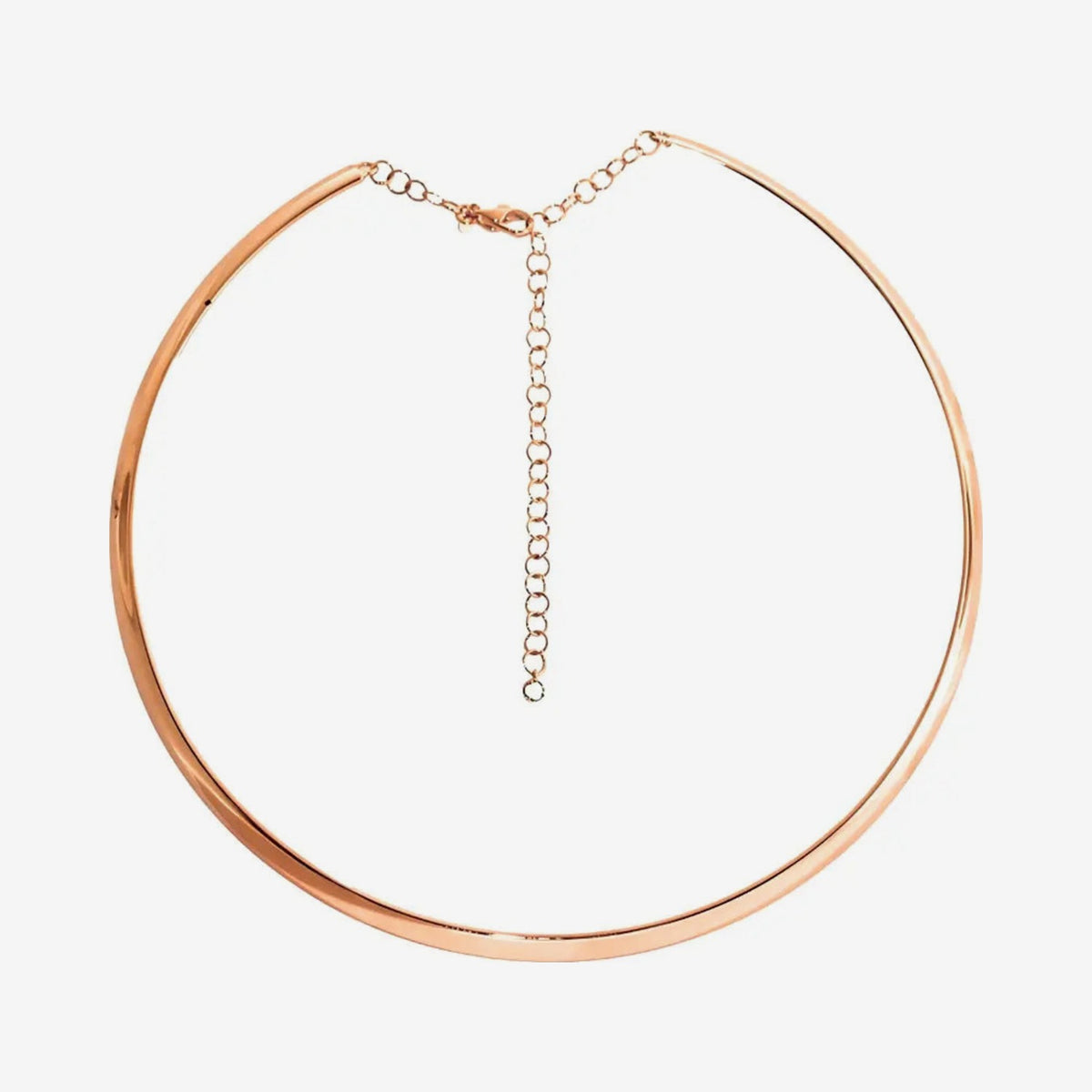 Gold Choker Necklace in 18K Rose Gold, gray background | JJ Jewelry Miami