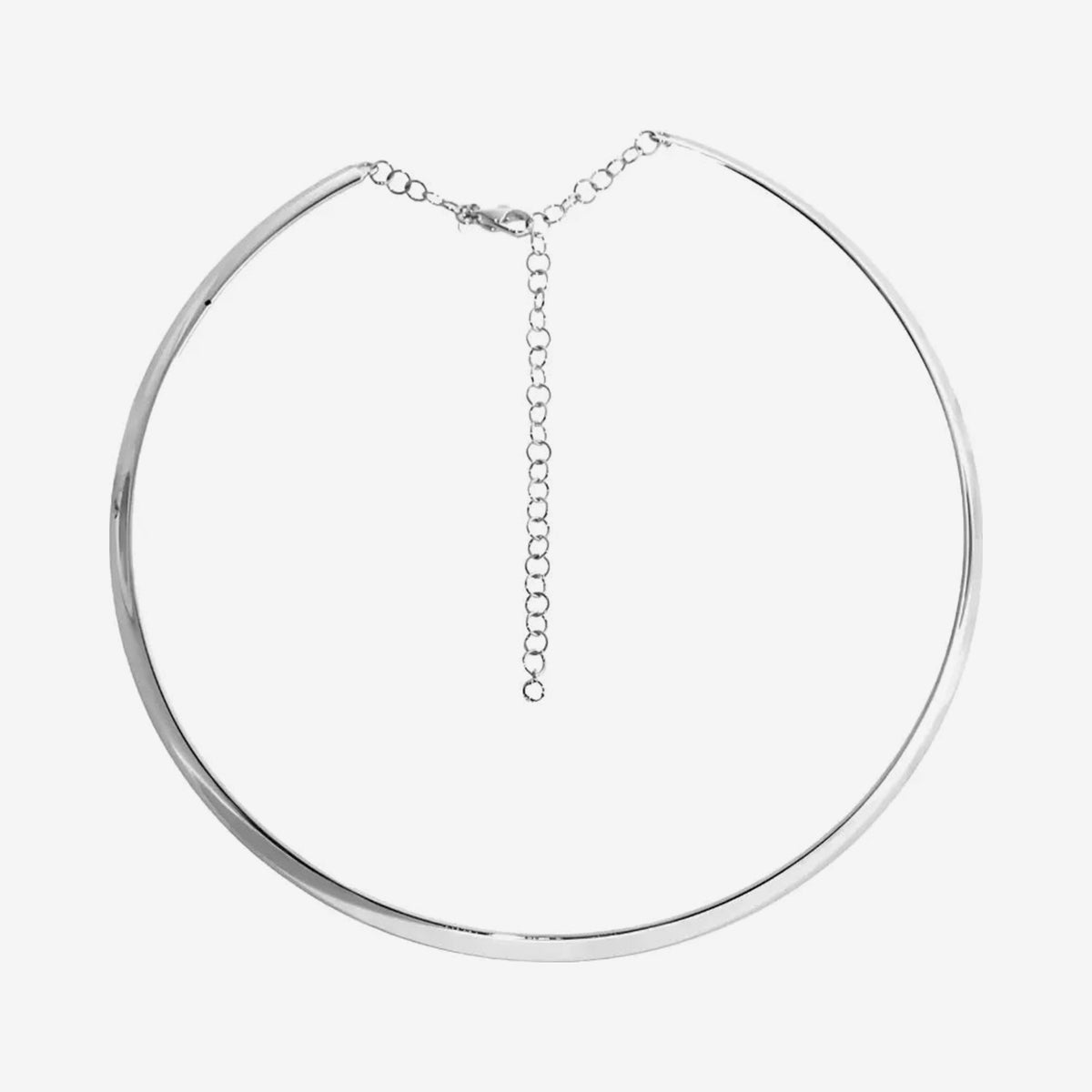 Gold Choker Necklace in 18K White Gold, gray background | JJ Jewelry Miami