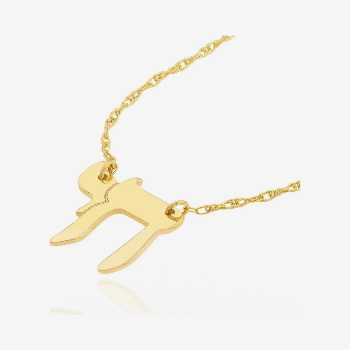 Golden Chai Necklace, angle 2, gray background | JJ Jewelry Miami