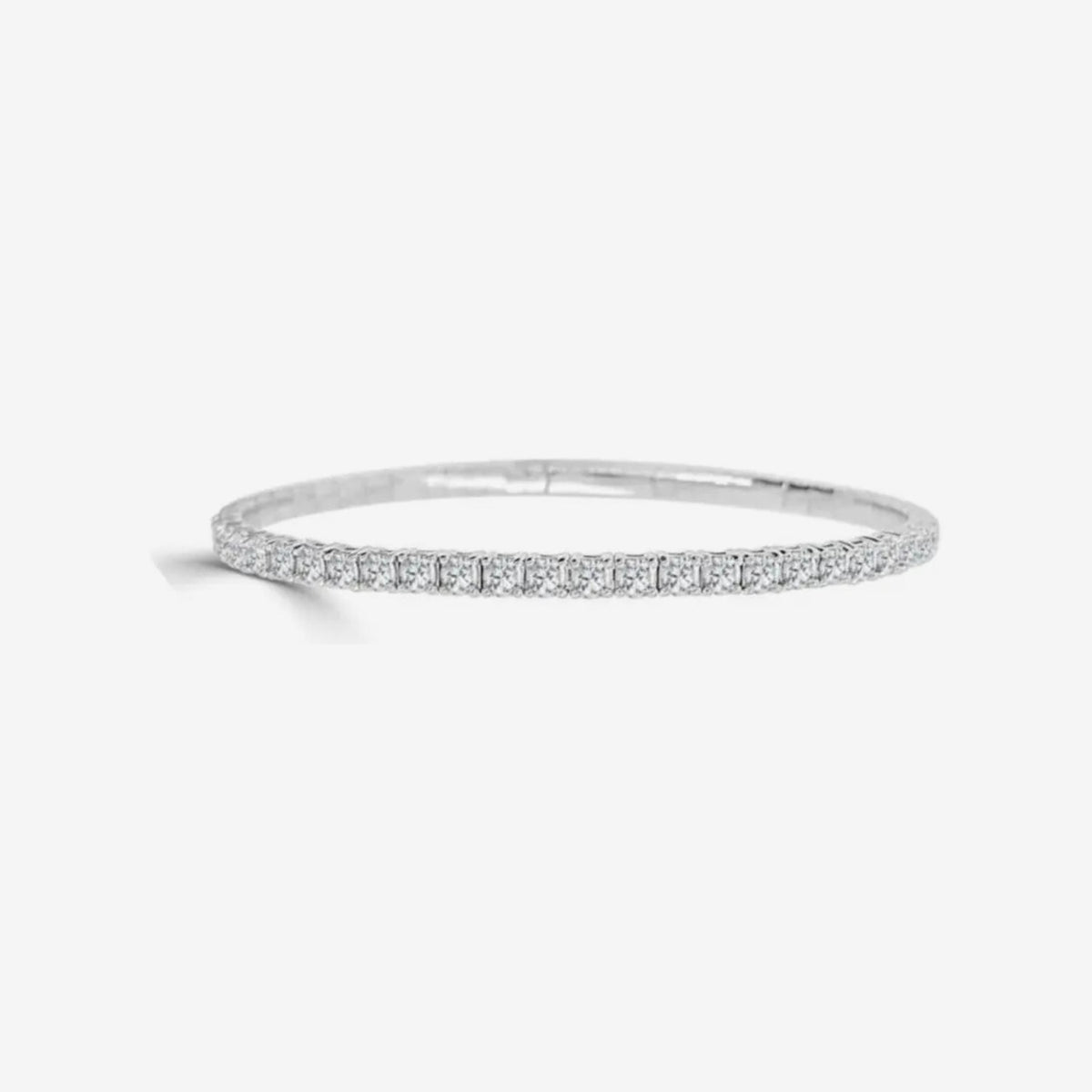 Half Eternity Flexible Diamond Bangle, 1 ct in White Gold, view 2 | JJ Jewelry