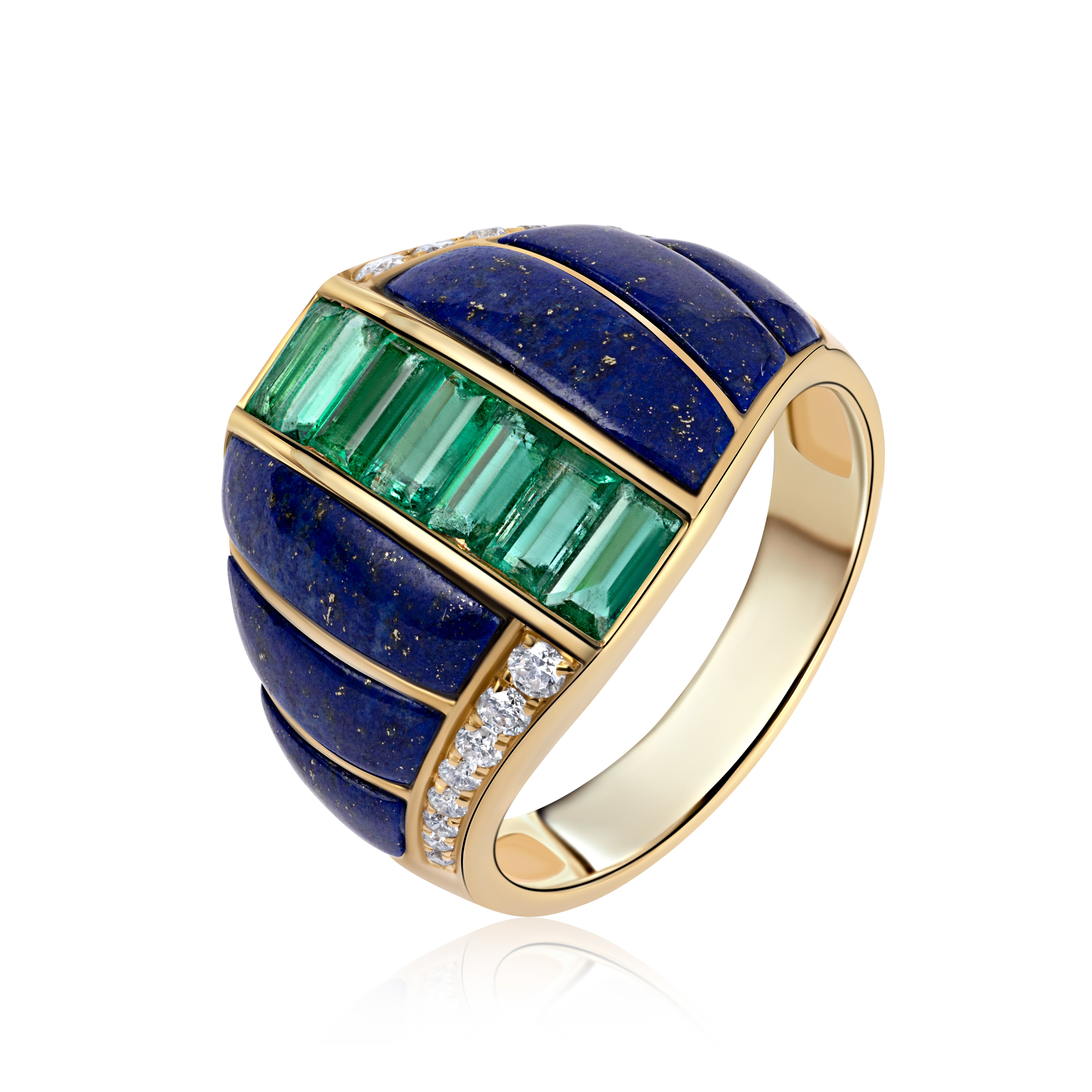 Lapis Dream Emerald and Diamond Ring