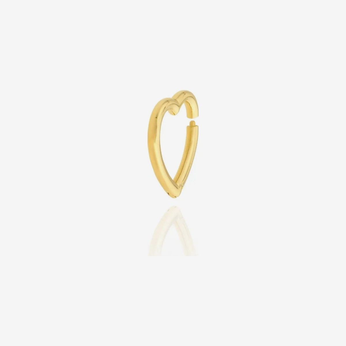 Heart Charm Connector in 14K Yellow Gold, side view, gray background | JJ Jewelry Miami