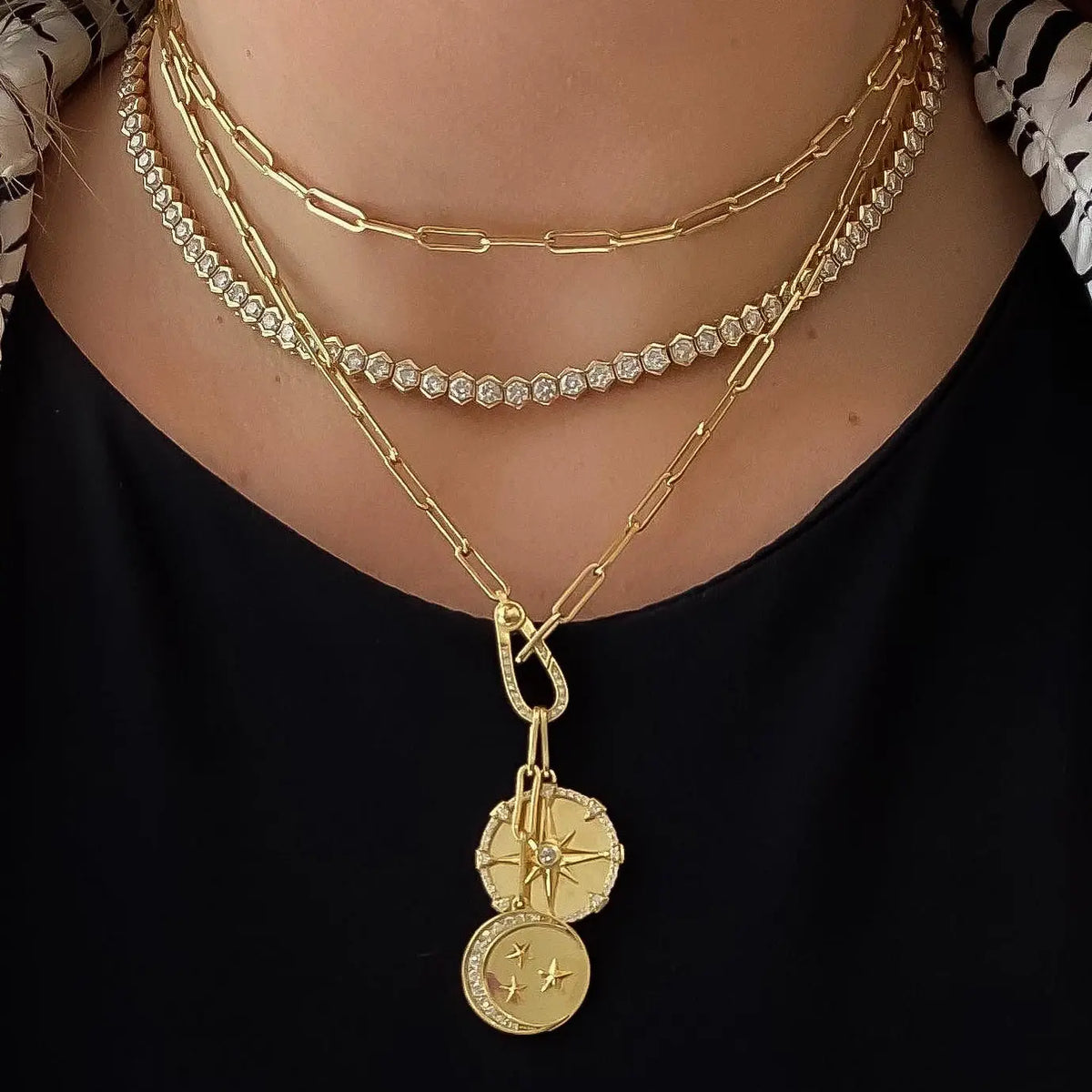 Janice Diamond Tennis Necklace in 18K Yellow Gold, view 4 | JJ Jewelry Miami