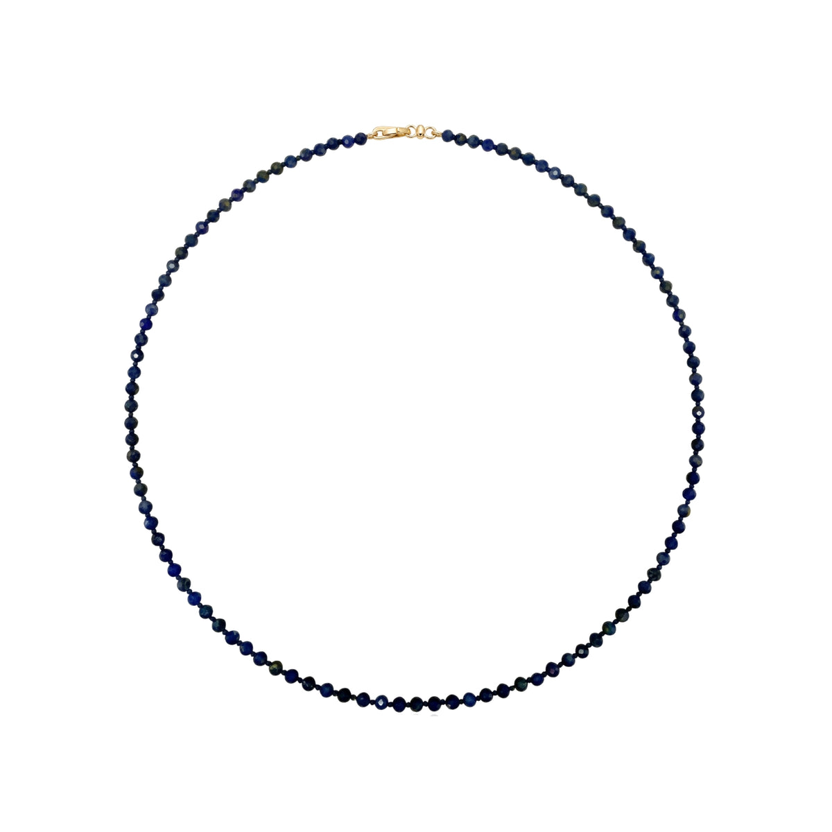 Lapis Lazuli Bead Necklace with 14K Gold Clasp | JJ Jewelry Miami