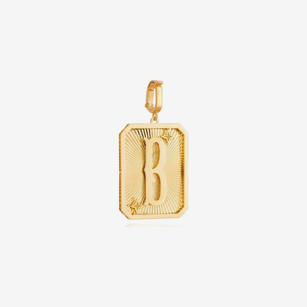 Large Initial Medal Pendant in 18K Yellow Gold, letter B | JJ Jewelry Miami
