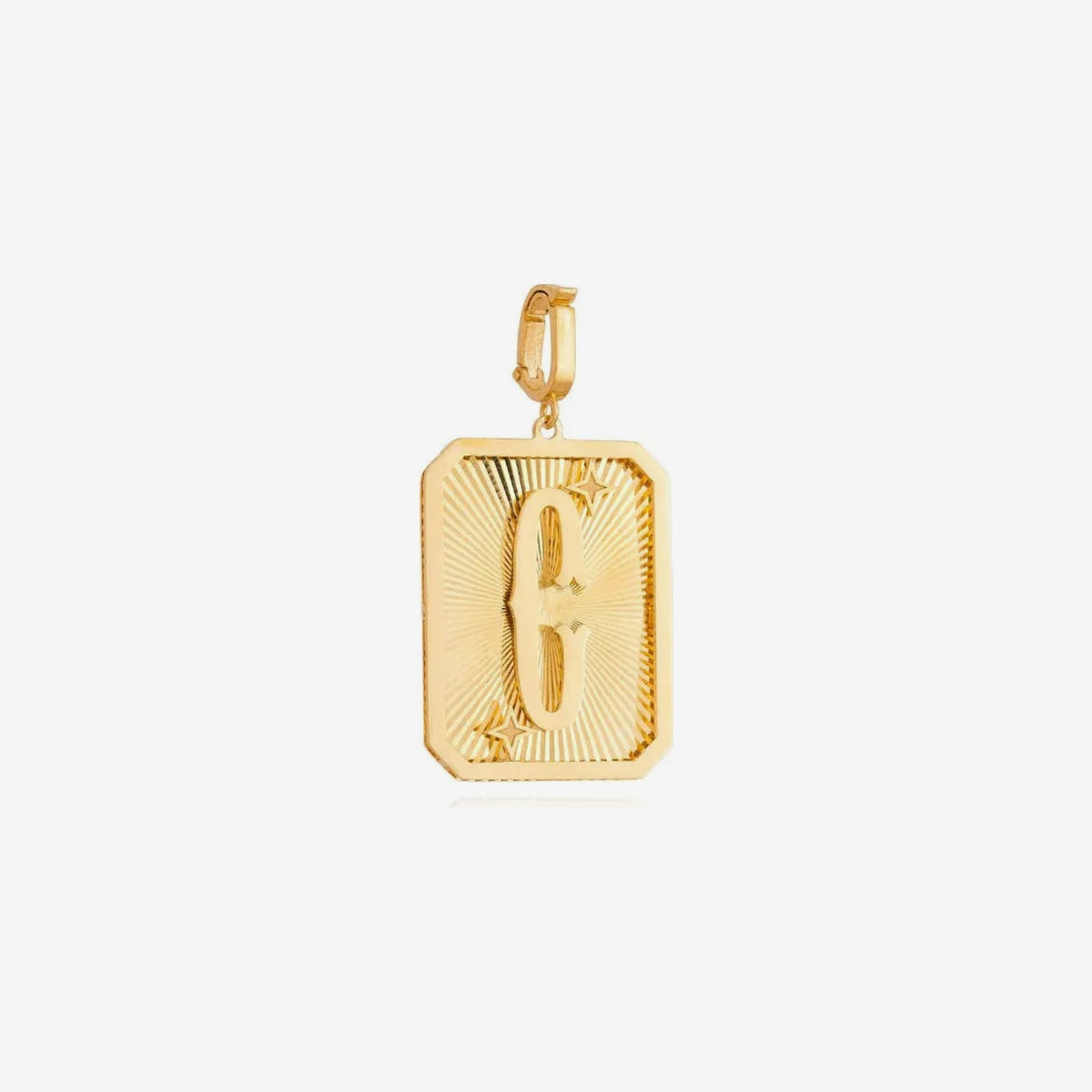 Large Initial Medal Pendant in 18K Yellow Gold, letter C | JJ Jewelry Miami