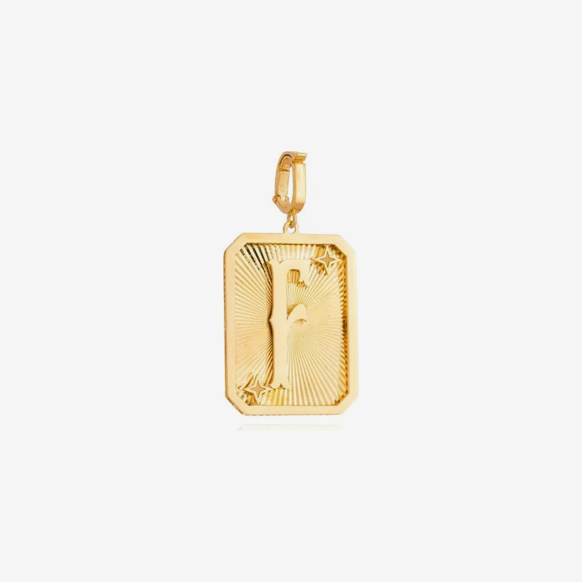 Large Initial Medal Pendant in 18K Yellow Gold, letter F | JJ Jewelry Miami