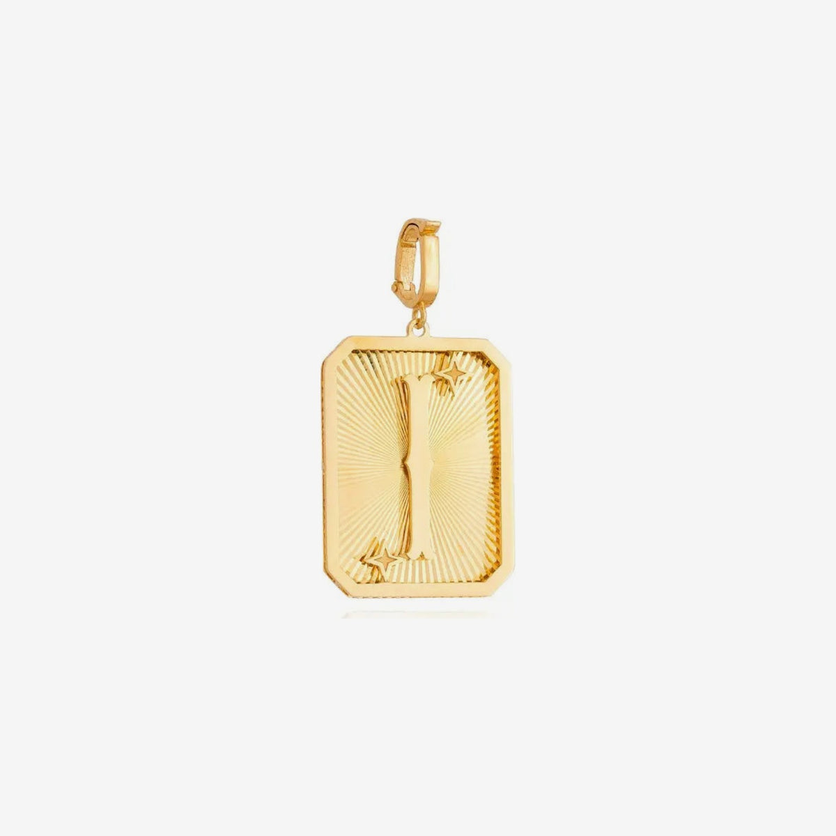 Large Initial Medal Pendant in 18K Yellow Gold, letter I | JJ Jewelry Miami
