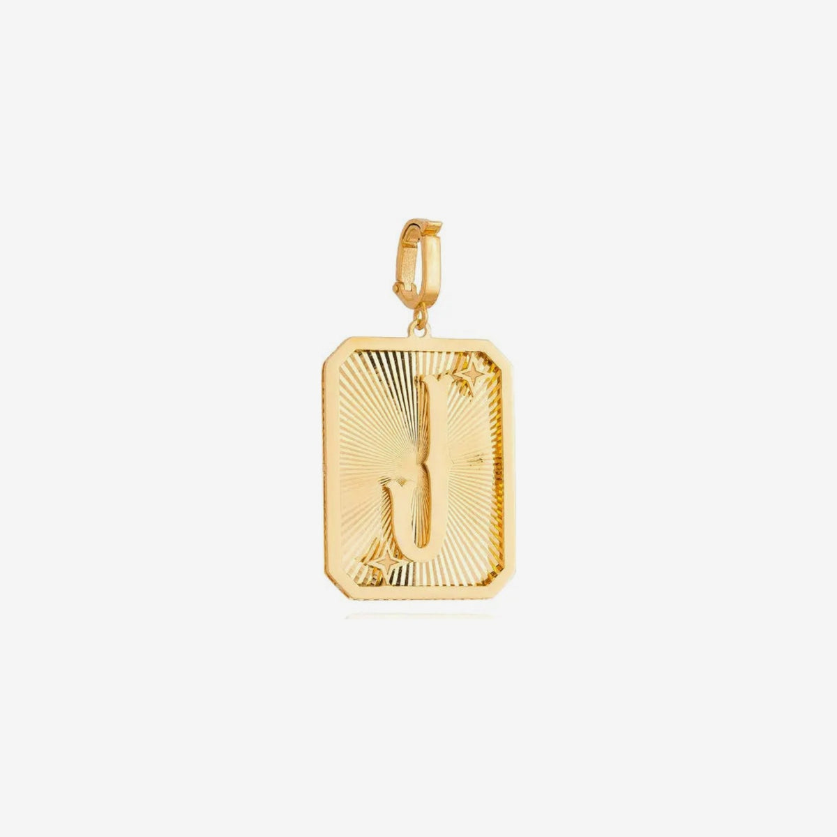Large Initial Medal Pendant in 18K Yellow Gold, letter J | JJ Jewelry Miami