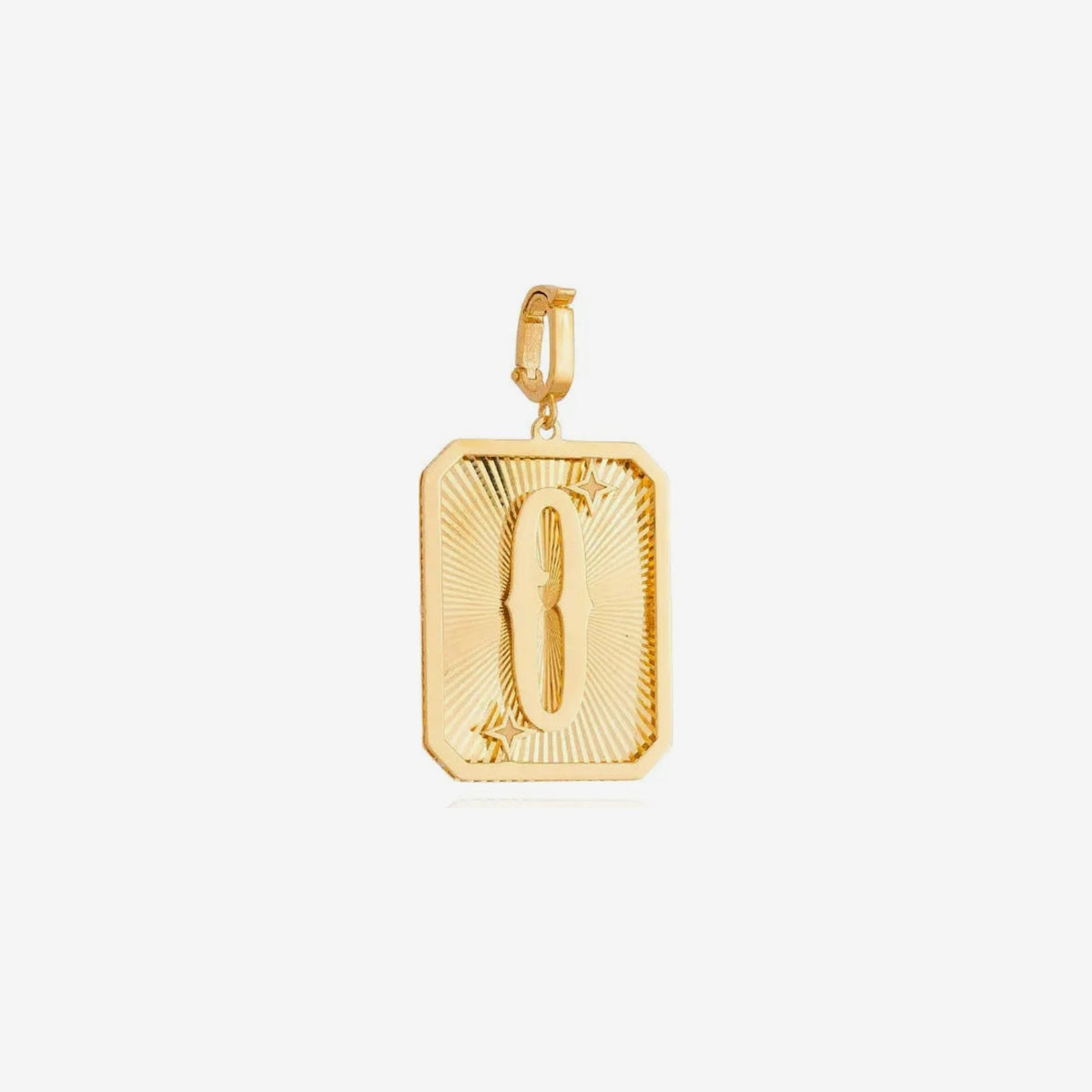 Large Initial Medal Pendant in 18K Yellow Gold, letter O | JJ Jewelry Miami