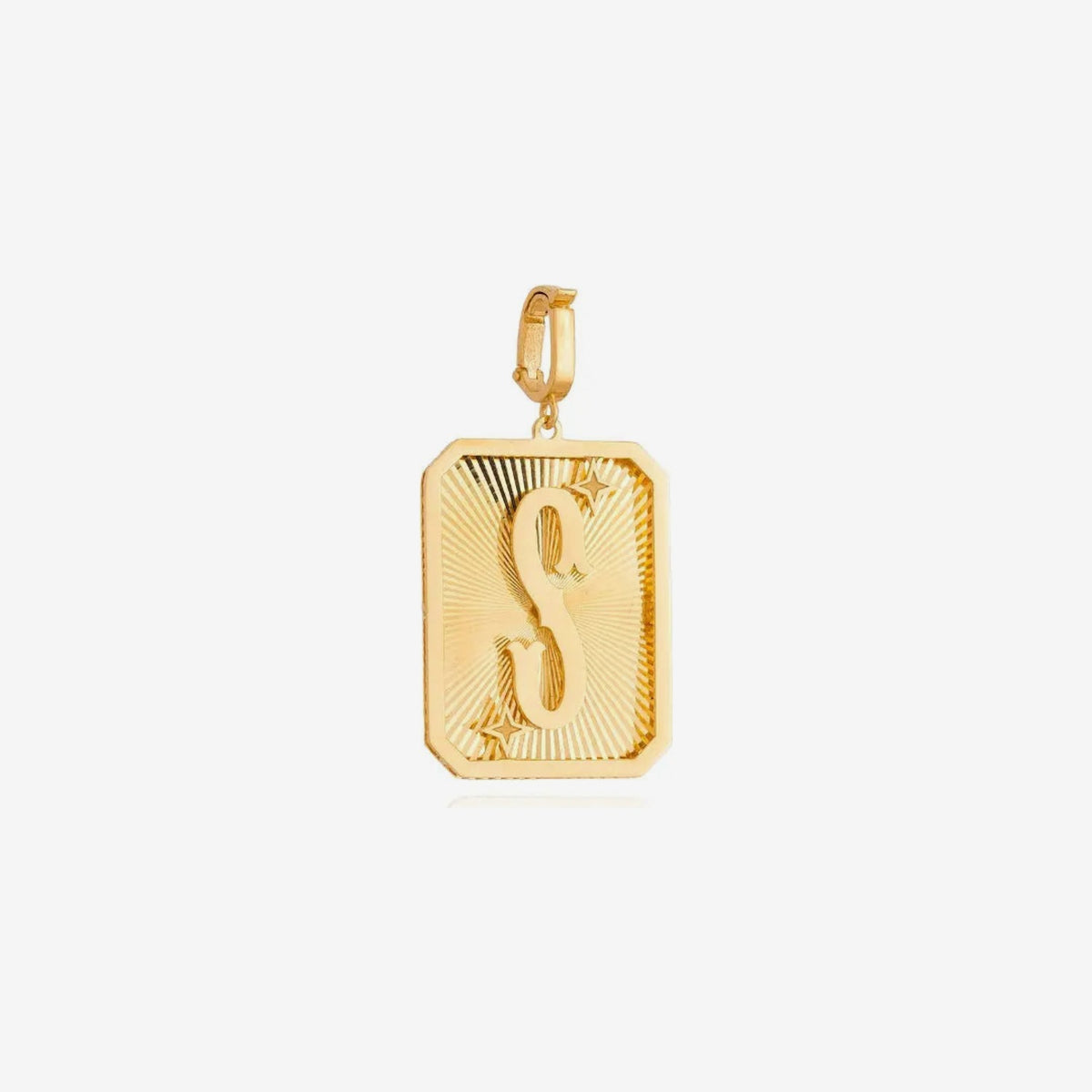 Large Initial Medal Pendant in 18K Yellow Gold, letter S | JJ Jewelry Miami